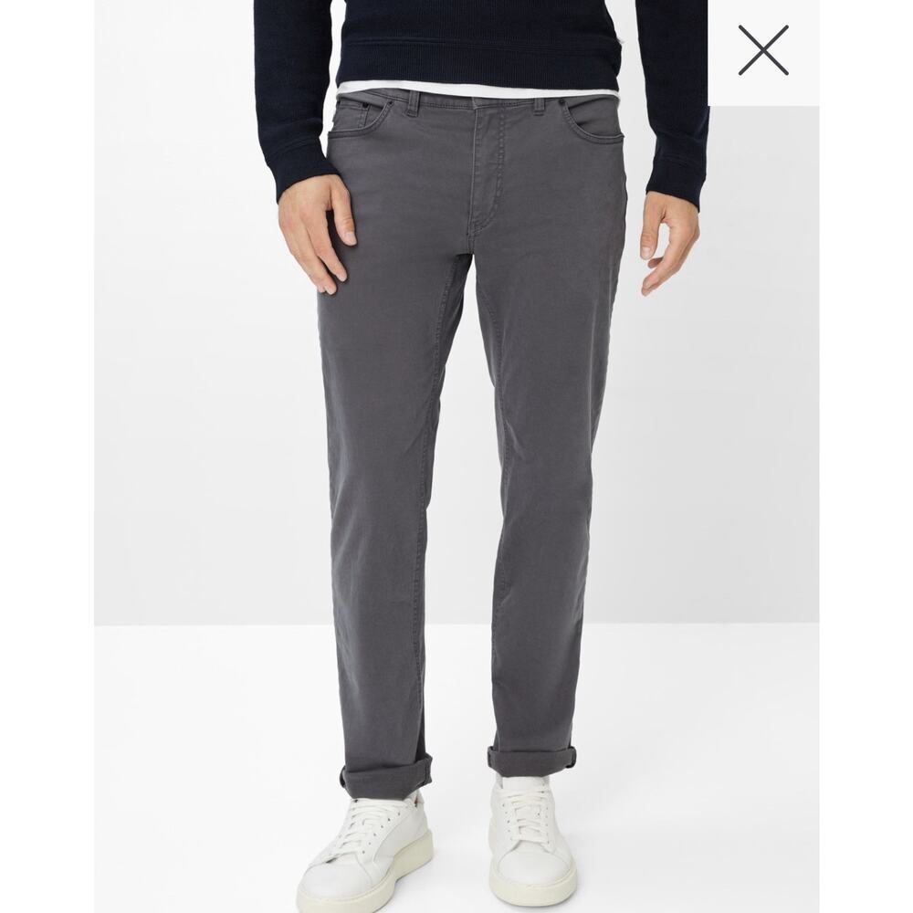 Brax Men's Pants 36x32 Cooper Fancy Straight Fit‎ Gray Cotton Five Pocket Casual